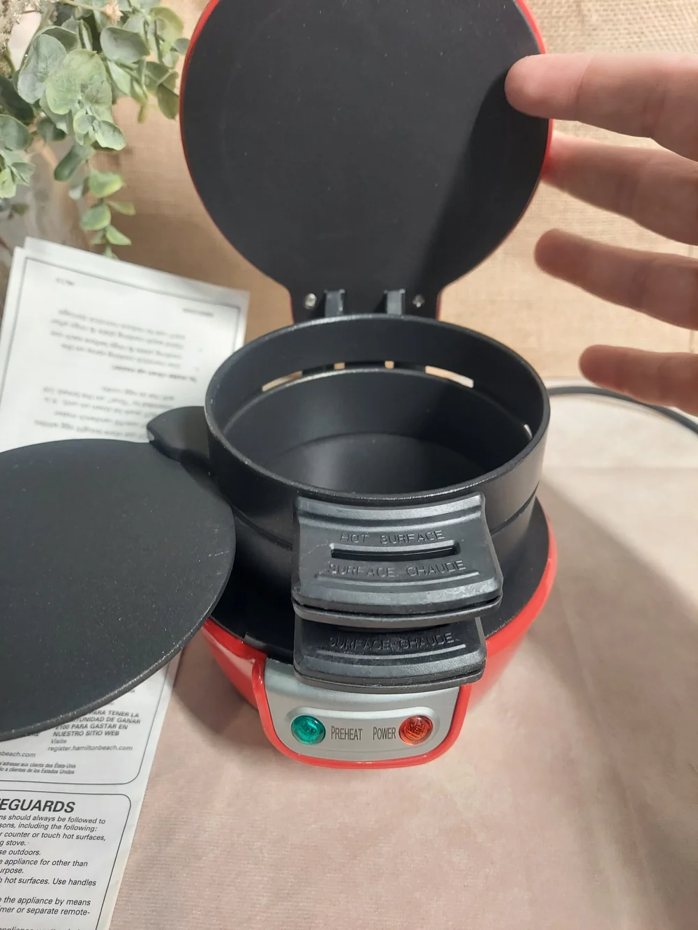 Hamilton Beach Red Breakfast Sandwich Maker New Without Box - Manual Included